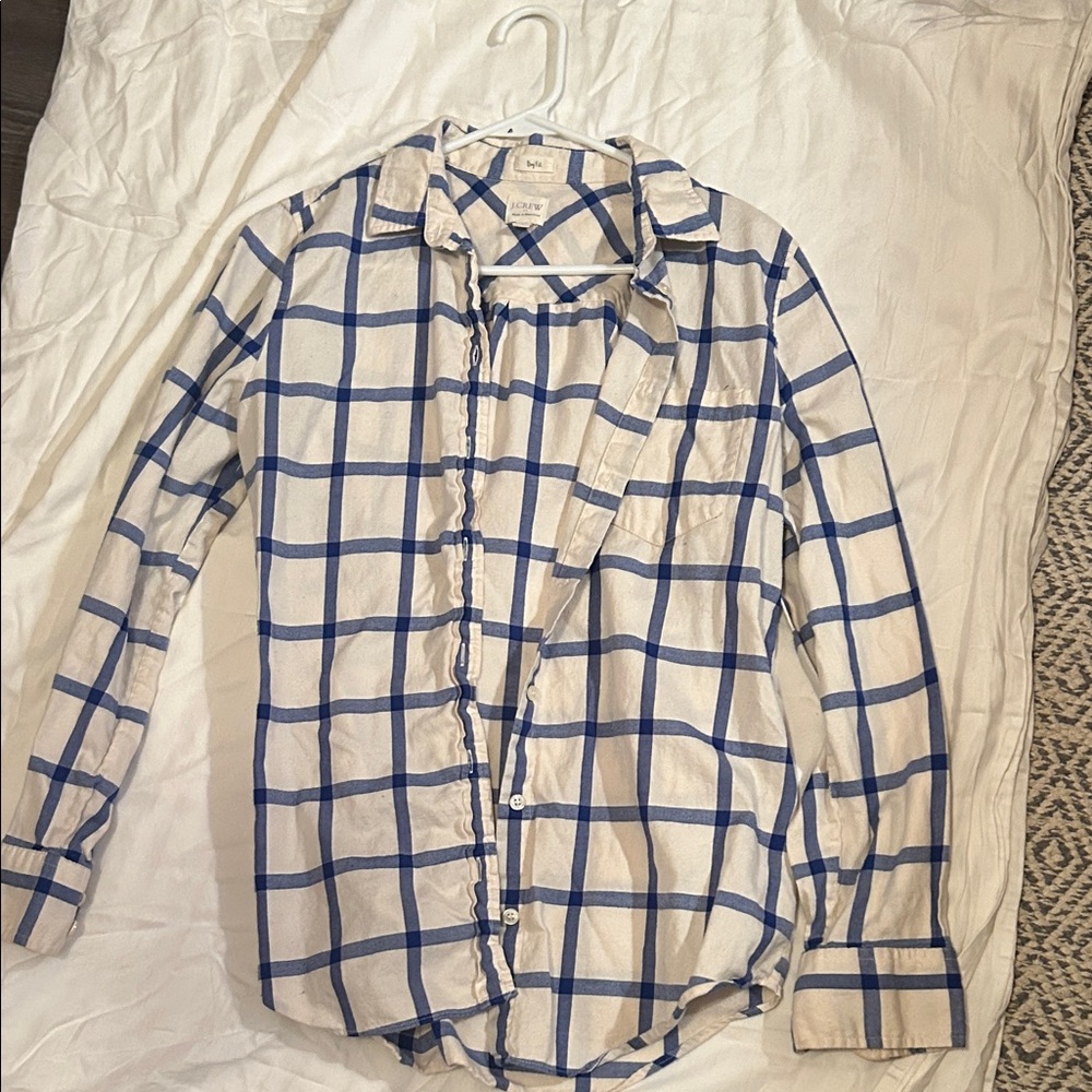 J. Crew Blue and White Plaid Men's Shirt